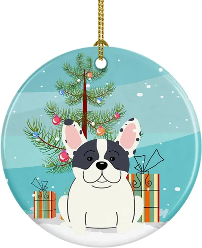 Miniatura 43 de Caroline's Treasures Adorno de cerámica para árbol de Navidad, Laika Spitz de Siberia Occidental, decoración colgante para árbol de Navidad