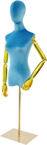 Miniatura 16 de Vestido de maniquí femenino con forma de torso, cuerpo de maniquí de costura ajustable de 63 a 81 pulgadas con soporte de metal y cabeza