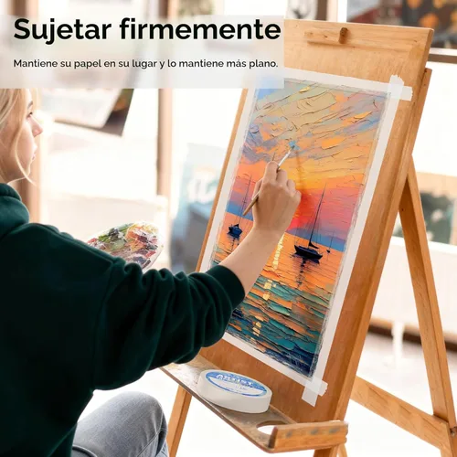 Miniatura 3 de JusArt Cinta de Artista para Papel de Acuarela, 1 Pulgada de Ancho 200 Pies de Largo, Cinta de Arte Blanca para Enmascarar, Enmarcar y Pintar, Sin