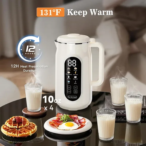 Miniatura 5 de Máquina para hacer leche de nuez 10 en 1, máquina de leche de almendra con pantalla IMD de 42 onzas, máquina de leche de soja con autolimpieza
