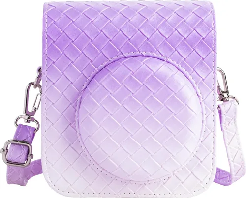 MUZIRI KINOKOO Funda para cámara de película instantánea Fujifilm Instax Mini 12, cuero sintético degradado tejido venas Fuji Mini 12 funda Tejido