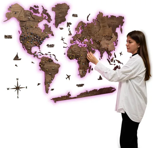 Miniatura 15 de Enjoy The Wood Mapa del mundo de madera LED 3D 3.0 – Arte de pared moderno decoración del hogar regalos – Iluminación LED decoración de pared idea