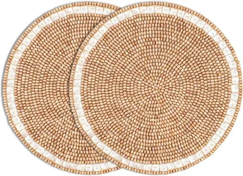 Miniatura 29 de Manteles individuales de 13 pulgadas con cuentas redondas para mesa de comedor - Manteles decorativos con cuentas de vidrio y respaldo de algodón