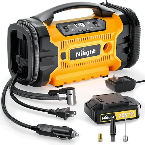 Miniatura 8 de Nilight Inflador de Neumáticos Compresor de Aire Portátil Recargable 12VDC 150PSI Batería Inalámbrica Alimentada por Encendido 2 Veces Más Rápida