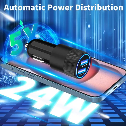 Miniatura 3 de Cargador rápido para automóvil con certificación MFi de Apple, paquete de 2 unidades de 4.8 A, cargador USB dual de 4.8 A, cargador Carplay USB
