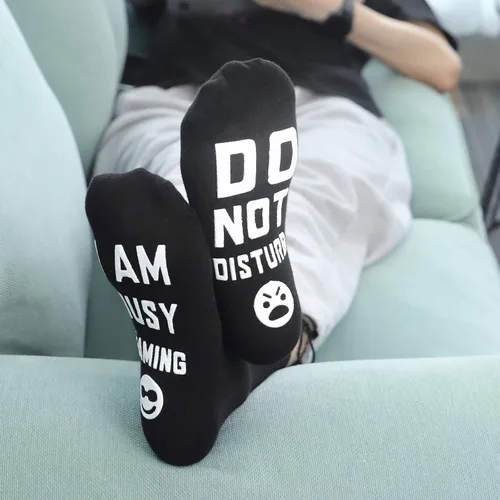 Miniatura 5 de Calcetines con texto en inglés "Do Not Disturb I'M Gaming", regalo para adolescentes y niños, calcetines para jugadores, para hombres, padre, papá