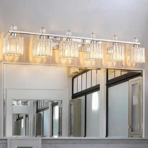 Miniatura 29 de Luces de Tocador de Baño de 3 Luces, Placado Negro, Modernas Luces de Tocador de Cristal para Baño, Luces de Tocador de Cristal para Usar Sobre