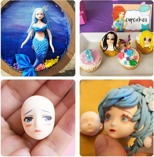 Miniatura 5 de Moldes de silicona para fondant, 6 paquetes de moldes de silicona de chocolate para cara de bebé, arcilla polimérica, muñeca, cara de elfo