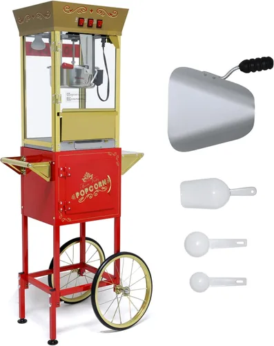 Miniatura 9 de Máquina de palomitas de maíz con carrito, palomitas de maíz con hervidor de 8 onzas que hace hasta 32 tazas, carrito profesional nostalgia