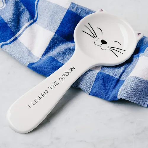 Miniatura 4 de Pavilion Gift Company - El gato lamió la cuchara-10 cucharas resto, 10 ", blanco