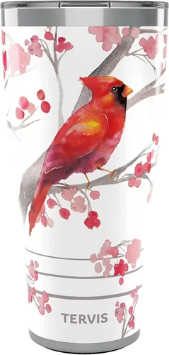 Miniatura 10 de Tervis Vaso aislado de doble pared con diseño de ramas de bayas y cardenales de Navidad hecho en Estados Unidos, mantiene las bebidas frías
