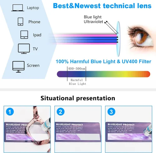 Miniatura 3 de REAVEE 6 Pack Reading Glasses for Women Blue Light Blocking, Cute Square Computer Readers with Spring Hinge Color de mezcla M2-6
