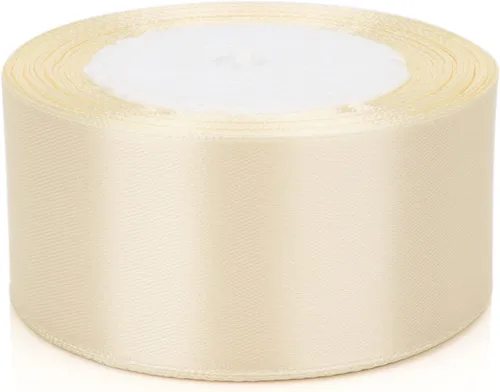 Miniatura 4 de Nsilu Cinta de satén de 25 yardas de 1-1/2 pulgadas de ancho adecuada para bodas, fiestas y cajas de regalo (blanco arroz, 1-1/2 pulgadas)