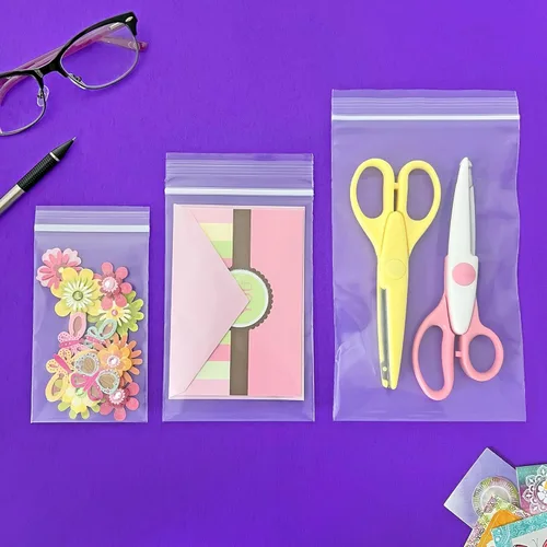 Miniatura 4 de Plymor 3" x 5" (100), 4" x 6" (100), 5" x 8" (100), Paquete Variado de 4 Mil de Grosor, Bolsas de Plástico Resistentes con Cierre de Cremallera