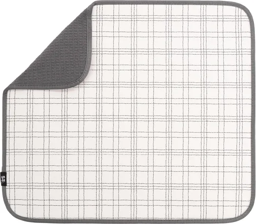 Miniatura 17 de S&T INC. Tapete de microfibra para secado de platos, reversible y absorbente para cocina, de 16 x 18 pulgadas, color negro