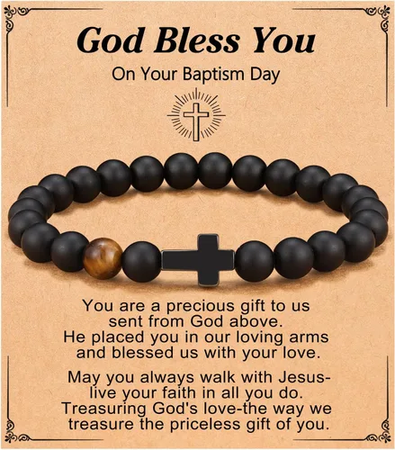 Pulsera de cruz para hombre, regalo para hombre, para hijo, nieto, papá, marido, padrino, hombres, cumpleaños, graduación, jubilación, Navidad,