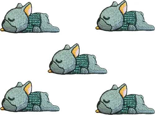 Miniatura 5 de TH - Juego de 2 minúsculos, bulldog francés, cachorro, mascota, lindo logotipo de dibujos animados, 3 parches, coser para planchar en bordado