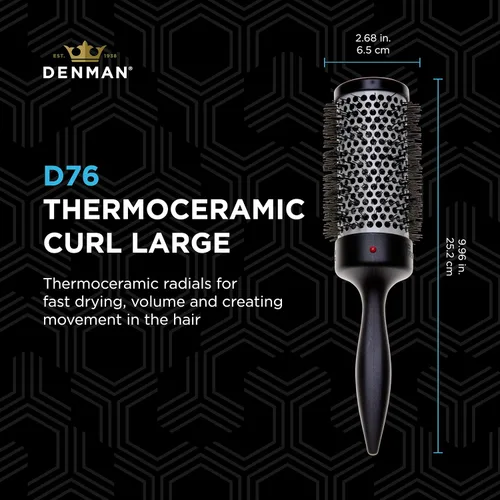 Miniatura 2 de Denman Thermo Ceramic Hourglass - Cepillo para rizar el cabello, alisar, rizos definidos, volumen y elevación de raíces, color gris