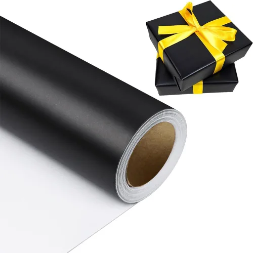 Viadom Papel de regalo negro mate, papel de brillo perlado de color sólido, papel de regalo perfecto para bodas, día de San Valentín, cumpleaños,