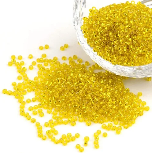 Miniatura 12 de Craftdady 12/0 Cuentas de semillas de vidrio 0.079x0.059 in transparente lustered redondo suelto pony granos Goldenrod Acerca de 3000 piezas