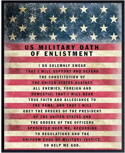 Juramento Militar de Reclutamiento - Decoración Patriótica de Arte de Pared de la Bandera Americana, Adorno - Regalo para Soldados, Ejército,