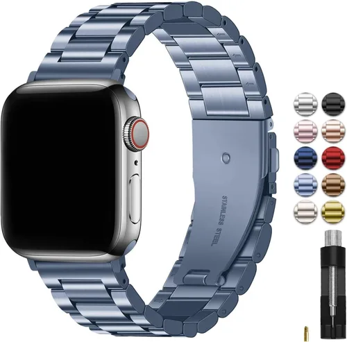 Miniatura 8 de Fullmosa Banda de Metal Compatible con Correas de Apple Watch de 1.61, 1.58, 1.5, 1.81, 1.93, 1.77, 1.73, 1.65 pulgadas, Correa iWatch con Estuche