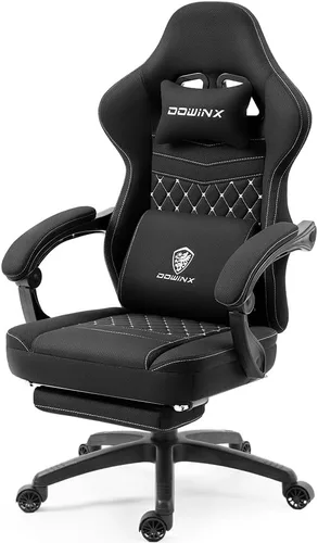 Miniatura 12 de Silla de juegos Dowinx con tela transpirable, silla de computadora con colchón de resorte de bolsillo, silla de oficina cómoda con almohadilla
