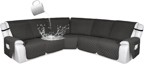 Miniatura 45 de HDCAXKJ Fundas de sofá seccional reclinable 100% impermeable, forma de L, funda de sofá reclinable lavable acolchada suave para mascotas, perro
