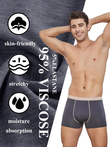 Miniatura 2 de DingLu Ropa interior para hombre, transpirable, suave, ropa interior cómoda de viscosa, paquete de 3