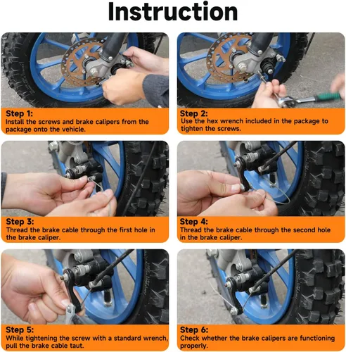 Miniatura 7 de FVRITO Pinza de freno de disco delantera con pastillas de freno compatible con SYX Moto 50cc Dirt Bike SSR X-Pro Mototec Coolster Apollo 47cc 49cc 2