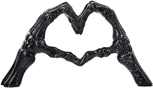 RCFINE Estatuas de escritorio con forma de corazón, escultura de gesto de dedo, decoración de esqueleto, decoración de mano, corazón, estatuas de