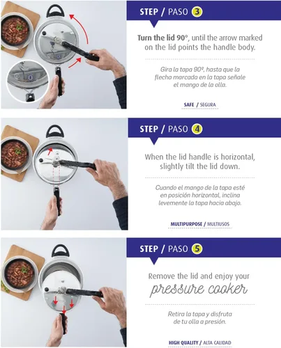 Miniatura 8 de Universal Olla a Presión (10.5 Cuartos / 10 Litros), 11 Porciones, Olla a Presión de Aluminio con Múltiples Sistemas de Seguridad y Asas Resistentes