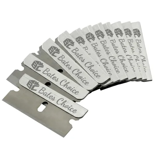 Bates - 50 piezas de cuchillas de afeitar, cuchillas raspadoras planas, cuchillas de afeitar de un filo Plateado