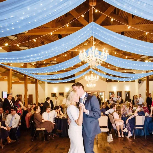 Miniatura 3 de FOTSHARER Cortinas de techo azul bebé para boda, 2 paneles de 5 x 20 pies, gasa para arco de boda, cortinas de techo para telón de fondo, decoración