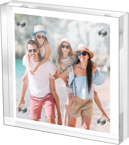 Miniatura 8 de Marco de Fotos de Acrílico de 5×7 Pulgadas, Marco de Fotos Magnético Transparente para Boda, Marco de Fotos Doble Cara Sin Marco para Escritorio