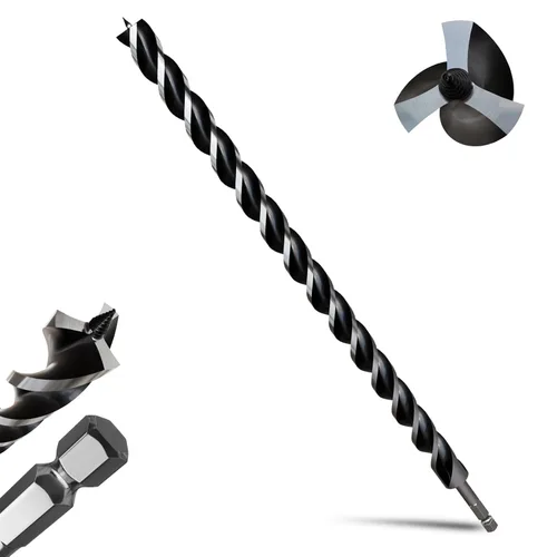 Miniatura 32 de 8 brocas profesionales de 12 pulgadas de largo para madera con vástago hexagonal de cambio rápido de 1/4 pulgadas (1/4-7/8 pulgadas), diseño de 3