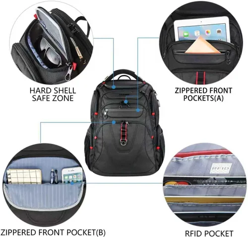 Miniatura 4 de KROSER Mochila para laptop compatible con TSA de 17.3 pulgadas XL, mochila para computadora resistente al agua, mochila de viaje para universidad
