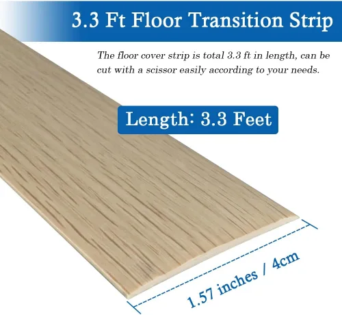 Miniatura 6 de Tira de transición de suelo autoadhesiva, tiras de cobertura de suelo laminado de vinilo de 1.57 pulgadas de ancho, divisores planos
