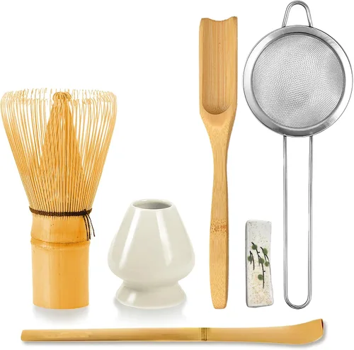 Miniatura 11 de Juego de 6 batidores de matcha, kit de herramientas de fabricación de matcha ceremonial japonés para batidor de bambú, cuchara de matcha, cuchara