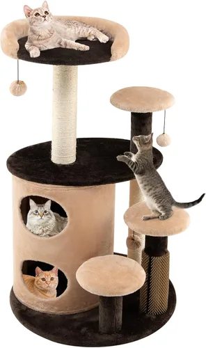 Miniatura 10 de Tangkula Árbol para gatos de interior, torre para gatos de varios niveles de 40 pulgadas con postes rascadores, percha superior, bolas de piel