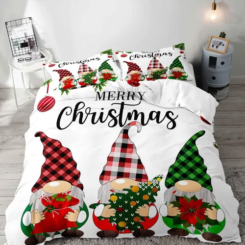 Miniatura 20 de LUVIVIHOME Juego de 3 Piezas de Funda de Edredón de Navidad Tamaño Queen, Juegos de Ropa de Cama, Funda de Edredón a Cuadros Búfalo Negro y Rojo