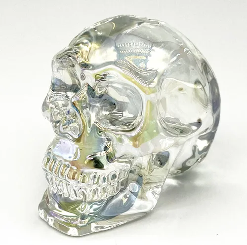 Miniatura 28 de Estatuas de cabeza de calavera de cristal, figuras de calavera K9, piedras preciosas de calavera de cristal, decoración de Halloween, regalos
