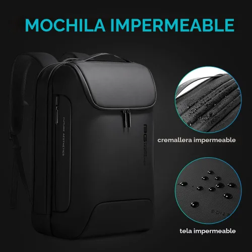 Miniatura 6 de BANGE Mochila antirrobo con puerto de carga USB, mochila de negocios ligera para hombres y mujeres.., Negro, Computadora portátil