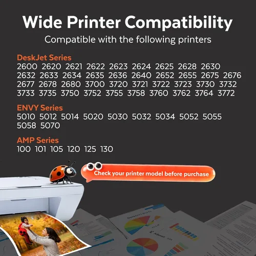 Miniatura 2 de COCCINK 65XL para HP Ink 65 XL para HP DeskJet 3700 3755 3752 3772 2652 2655 2600 2622 2624 2636 Envy 5052 5012 5055 5000 Printer Remanufactured