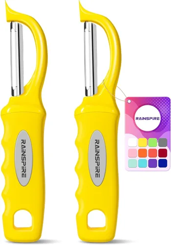 Miniatura 10 de Rainspire Pelador de verduras, pelador de patatas para cocina, cuchillas afiladas de acero inoxidable, mango cómodo, pelador de frutas, pelador