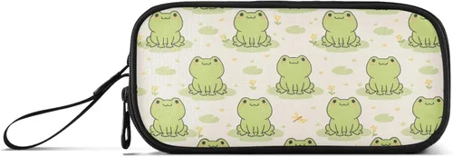 Miniatura 8 de MNSRUU Estuche grande para lápices, estuche estético con diseño de rana linda, organizador de marcadores, caja de lápices para niñas, niños