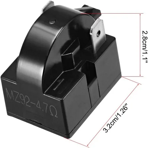 Miniatura 4 de uxcell 2 unids 4.7 Ohm 2 Pin Refrigerador Start Relay para Compresor Negro