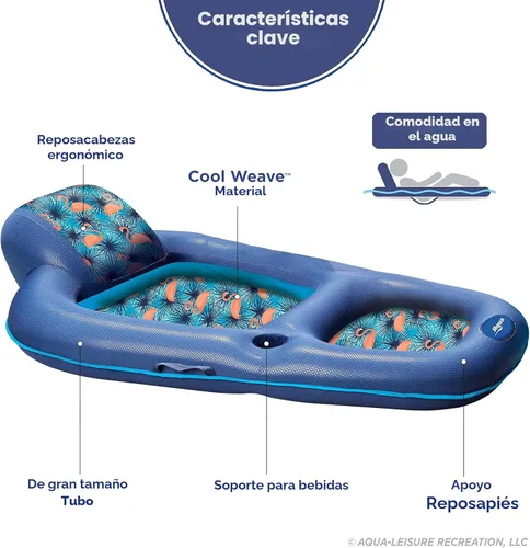 Miniatura 2 de Aqua Luxury Water Pool Lounge – Extra Large – Inflatable Pool Floats for Adults with Headrest, Backrest, Footrest & Cupholder – Multiple