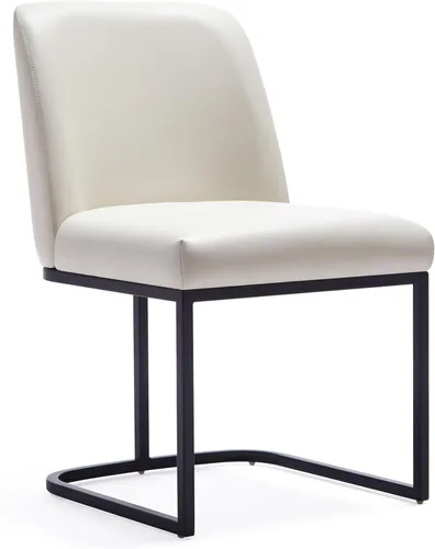 Manhattan Comfort Serena - Silla de comedor de piel sintética de 18.7 pulgadas, color crema