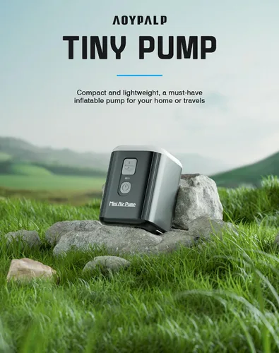 Miniatura 8 de Mini bomba de aire, bomba recargable portátil con batería de 1600 mAh, 5 boquillas, luz de campamento, inflado/desinflado rápido para inflables
